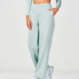 Pantalon évasé femme taille haute été élastique Yoga exercice Gym couleur unie multifonctionnel confortable pantalon - Product Image 1