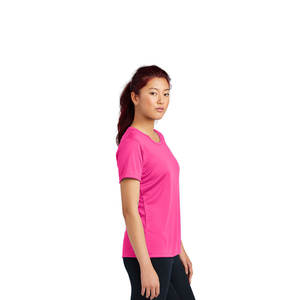 Camiseta de entrenamiento de gimnasia con cuello redondo de poliéster versátil y duradera para mujer, camiseta de Color sólido liso personalizada de secado rápido para mujer - Product Image 3