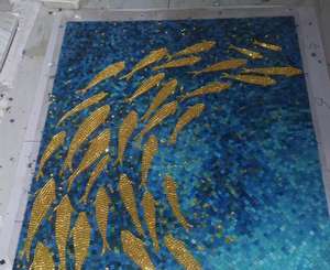 Mosaïque en verre moderne <span class=keywords><strong>de</strong></span> luxe, art mural artisanal en forme <span class=keywords><strong>de</strong></span> poisson, verre artistique décoratif pour les murs <span class=keywords><strong>de</strong></span> la salle <span class=keywords><strong>de</strong></span> bain - Product Image 4