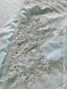 Saree en soie organza fausse georgette souple pour les fêtes-vêtements indiens et pakistanais - Product Image 4