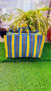 Sac à provisions en nylon réutilisable écologique RPET Zipper Handloom tissé sacs de plage en plastique recyclé fabriqué en Inde Logo motif voyage - Product Image 4