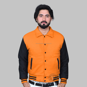 Vestes Letterman sur mesure pour hommes Orange Noir Coton Polaire Vestes universitaires personnalisées OEM Vente en gros - Product Image 1