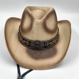 New Custom Western Cowboy Men Outdoor <b>Leather</b> Cowboy <b>Hats</b> Cowboy <b>Hats</b> in Genuine <b>Leather</b> Fashion <b>Hats</b> in wholesale - Product Image 3