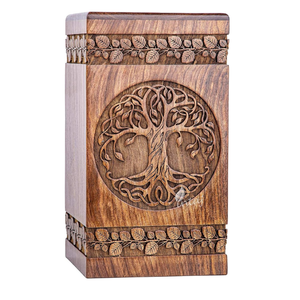 Urna hecha a mano de palisandro para cenizas humanas-Urnas de madera de árbol de la Vida para Adultos hechas a mano-Urna de cremación funeraria celta para perros - Product Image 2