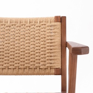 Silla de Comedor Moderna Julie Hecha de Madera de Teca Sólida de Buena Calidad y Tejido de Cuerda de Ratán para Uso en Interiores y Exteriores - Product Image 4