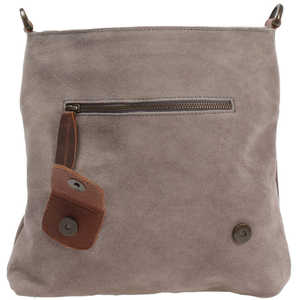 Sac à bandoulière en cuir suédé gris de style bohème Bandoulière réglable Chaînes de broderie Rivet Décoration Rabat Boucle magnétique - Product Image 5