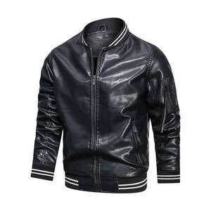 Chaquetas de Motociclista Casuales de Alta Calidad, de Cuero PU Negro, Talla Grande para Hombre, Chaquetas de Cuero Vegano Personalizadas y Elegantes para Hombre - Product Image 5