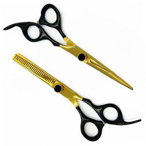 Kit de ciseaux de barbier pour la coupe de cheveux en salon, comprenant des ciseaux à effiler et des ciseaux droits - Product Image 3