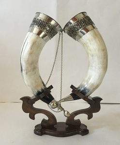 Jarra de Cuerno Vikingo Natural de Primera Calidad con Base de MDF, Artículo de Decoración para Fiestas de Boda y Bar, Vajilla para Cerveza y Vino Nórdica - Product Image 4