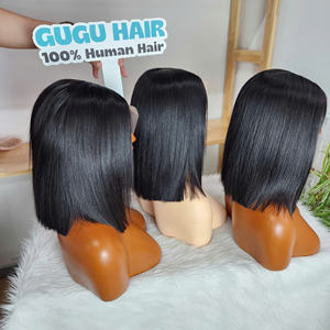 Perruque courte bob lisse 13x4 en cheveux vierges vietnamiens, pré-épilée, avec fermeture frontale, 10-16 pouces, naturelle et transparente - Product Image 2