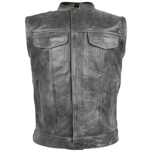 <b>Men's</b> Fashionable Plus Size Sleeveless Cowhide <b>Leather</b> <b>Waistcoat</b> Winter Motorbike Vest - Product Image 1