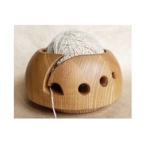 Organizador de hilo de madera de un solo agujero de tendencia superior duradero color marrón natural forma redonda cuenco de hilo de madera portátil uso madera personalizada - Product Image 4