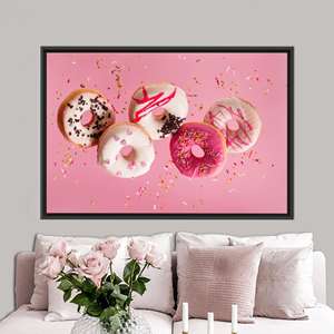 Impresión moderna en lienzo: arte de donuts deliciosamente dulces para el hogar, 1 pieza: con marco negro - Product Image 1