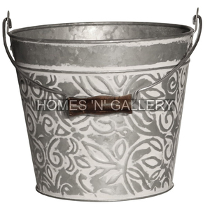 Ribbed Galvanized Bucket Planter Garden Galvanized Plant Pot Hanging Garden Bucket Tin Box Iron Pots Flower Metal Planter - Product Image 1