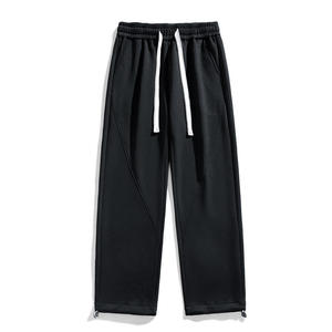 Custom French Terry Fleece Jogger Track <b>Pants</b> Men's Casual Track Patchwork Elastic Waistband Flare Sweat <b>Pants</b> Men - Product Image 2