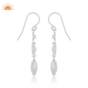 925 เงินสเตอร์ลิงประกายสายรุ้งมูนสโตนห้อยต่างหูเครื่องประดับสําหรับของขวัญผู้หญิงสําหรับเครื่องประดับที่กําหนดเองผู้ผลิต - Product Image 3