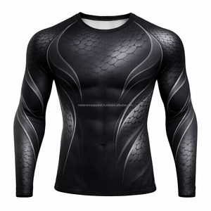 เสื้อแรชการ์ด BJJ No Gi เสื้อคอมเพรสชั่น ตะเข็บแบบ Flatlock ป้องกันการเสียดสี ออกแบบเองได้ แบรนด์ส่วนตัว ผ้ายืดสแปนเด็กซ์/ไนลอน แห้งเร็ว 240 กรัม - Product Image 1