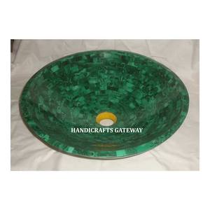 Nouvelle collection avec la meilleure fabrication faite à la main en pierre naturelle Malachite évier bol avec forme ronde pour la maison à des fins décoratives - Product Image 1