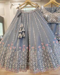 ชุดเลเฮนกา โชลี ดีไซน์ใหม่ สไตล์บอลลีวูด ขนเฟอร์เทียมอย่างดี หนา 9 มม. พร้อมผ้าคลุมไหล่ สำหรับงานปาร์ตี้ ฤดูหนาว ผลิตจากวัสดุรีไซเคิล - Product Image 3