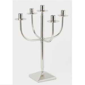 Silver Five Arm Candelabra Featuring Sleek <b>Tall</b> Design And Polished Base For Luxury Home Decor - Product Image 4