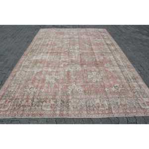 7.8x11.5 ft Vintage Turkish <b>Wool</b> Rug Oversize <b>Red</b> Abstract Patchwork Design with Latex Backing Eco-Friendly Home Rug - Product Image 1
