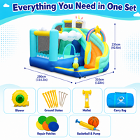 Tobogán Acuático Inflable con Diseño Multijuego, Tela Oxford Reforzada 420D+840D para Casa de Brinco Combinada con Tobogán Húmedo/Seco