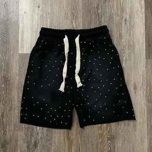 Short avec strass lavage à l'acide et broderie en détresse imprimé personnalisé été strass appliques Streetwear Shorts hommes - Product Image 6