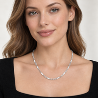 Collier en argent sterling 925 avec barre carrée de 2,0 mm et chaîne croisée de 0,9 mm, 20 pouces, 13,37 g, fermoir carré, bijoux pour femmes, vente en gros