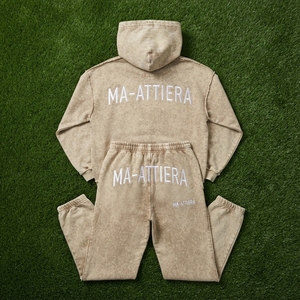 Conjunto de Sudadera Oversize Lavada Personalizada y Pantalones Anchos de Felpa para Mujer, Chándal de Algodón Estilo Urbano OEM ODM - Product Image 6