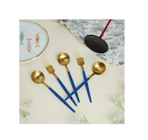 Juego de cubiertos de latón de Navidad Aspecto moderno Mesa de boda para el hogar Cubiertos de acero con espejo Cubiertos con asas de color - Product Image 2