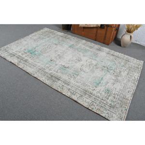 Alfombra Turca Vintage Ecológica de 4.8x8 pies, Azul y Blanca con Diseño Floral, de Lana con Base de Látex - Product Image 4