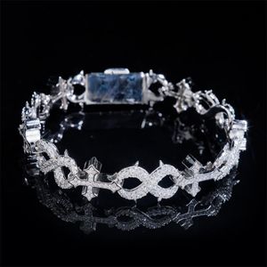 Men Jewelry Iced Out Width <b>Silver</b> Infinity Link Bracelet With Cross <b>Charm</b> - Product Image 1