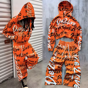 Streetwear Tracksuit OEM Acid Wash Style Custom <b>Embroidery</b> Two-Piece Hoodie <b>Set</b> for Casual Wear - Product Image 4