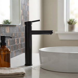 Miscelatore per lavabo Koricini Fiemme nero opaco con beccuccio alto e scarico Click-Clack - Product Image 5