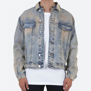 Veste en jean personnalisée pour homme, broderie imprimée, déchirée, usée, veste en jean déchirée - Product Image 1