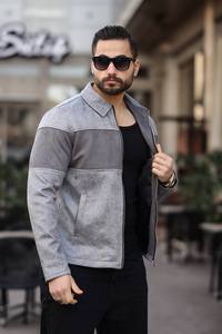 Manteau d'hiver kaki pour homme, col en velours côtelé, fermeture éclair, manches longues, veste streetwear, imperméable, rembourrage en duvet de canard gris, tissu chaud - Product Image 2