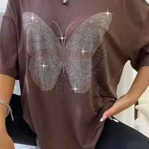 Camiseta de Verano para Mujer, Manga Corta, 100% Algodón, Secado Rápido, Transpirable, Estilo Glamuroso y Brillante - Product Image 5