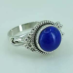 925 Sterling Silver Boho Style Handmade <b>Ring</b> <b>Lapis</b> <b>Lazuli</b> Gemstone Perfect September Birthstone Jewelry for Gifts Inlaid Natural - Product Image 3