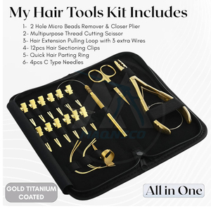 Kit de Herramientas para Extensiones de Cabello Hechas a Mano, Kit de Herramientas Personalizadas para Extensiones de Cabello, Juego de Alicates Profesionales para Extensiones de Cabello, 17 Piezas, Alicates de Trabajo - Product Image 5