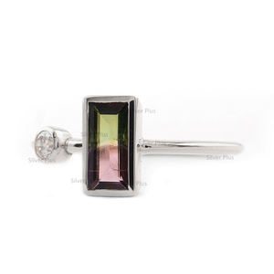 Anillo de turmalina de sandía de moda de oro de 14 quilates, piedra preciosa de turmalina natural con diamante para bodas, fiestas de compromiso, aniversarios - Product Image 3