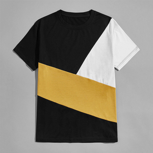 Camiseta personalizada de color de bloque para hombre, ropa de verano, material de algodón de cuello redondo de gran tamaño liso, camisetas de manga corta de secado rápido para hombre 2024 - Product Image 3