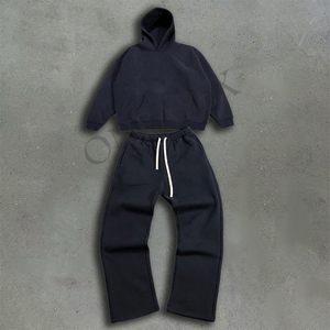 Jersey en blanco Boxy Baggy Sudadera con capucha y pantalones de chándal de gran tamaño Trajes de chándal Hombres Logotipo personalizado Peso pesado 600 GSM 100% Algodón - Product Image 4