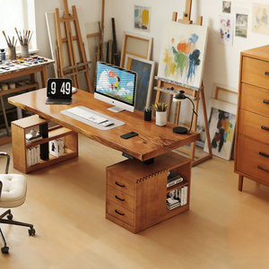 Solid Wood <b>Electric</b> <b>Standing</b> <b>Desk</b> DESK2-0068 Height Adjustable Computer <b>Desk</b> Natural Rectangular Finish - Product Image 6