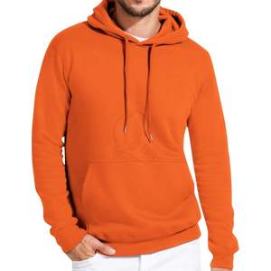 Bright <b>Orange</b> <b>Hoodie</b> <b>Men</b> Oversized Drop Shoulder Heavy Cotton Sweatshirt Vibrant Color Streetwear Pullover Custom Logo Print - Product Image 4