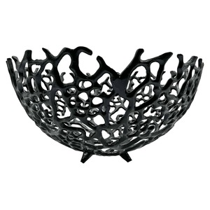 Cuenco decorativo de metal negro de alta calidad con patrón de coral calado Diseño moderno y elegante para servir elegante y acentos para el hogar - Product Image 2