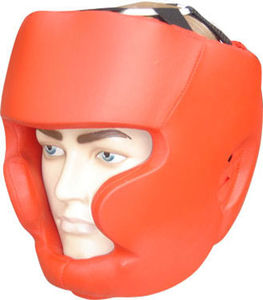 Professional Boxing <b>Head</b> Guard Helmet Large Size Red Color Adjustable Chin Strap Closing <b>Head</b> Gear Made of PU Leather for Sale - Product Image 2
