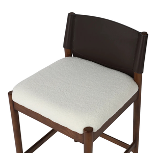 Taburete de Bar Moderno de Madera Maciza con Asiento Acolchado, Respaldo de Cuero Sintético, Silla de Altura de Mostrador para Isla de Cocina y Bar en Casa - Product Image 4