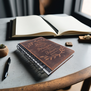 Thịnh Vượng trong tương lai xoắn ốc ràng buộc máy tính xách tay logo dập nổi nhật ký da nâu tùy chỉnh viết kế hoạch với bên trong khe cắm thẻ - Product Image 2