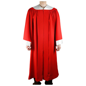 Venta al por mayor de alta calidad mate rojo corona coro batas con satén yugo manga bandas - Product Image 2