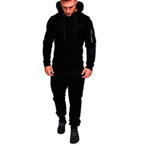 Vêtements de sport personnalisés OEM pour hommes Sweat à capuche d'entraînement à manches longues avec survêtement imprimé uni à taille élastique - Product Image 6